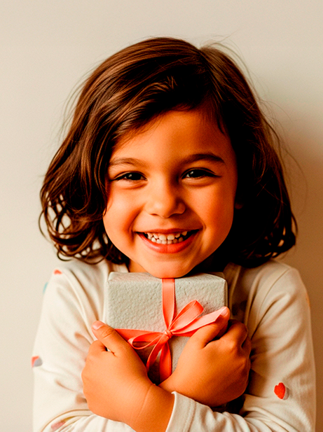 Happy child with gift